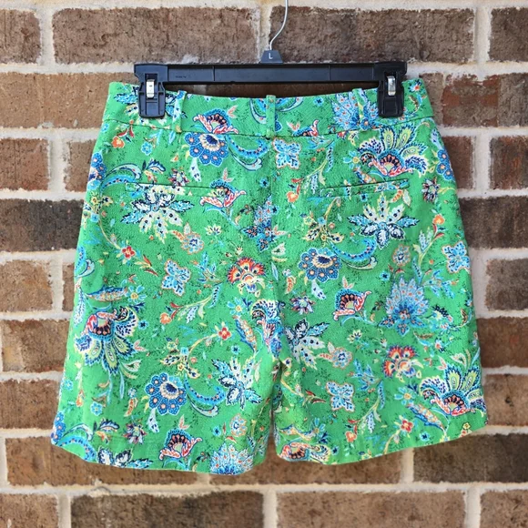 Talbots Green Floral Linen Blend Shorts Women’s Size 4 High Rise Summer - Picture 4 of 10